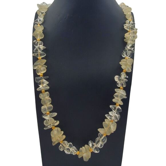 Napier Frosted Ice Necklace Faux Crystal Chip Beads Acrylic Lucite Nugget 29"L - Picture 4 of 9
